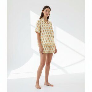 NWT Lamarel Button Down Shirt & High Waist Shorts Set Multicolors Women M/L